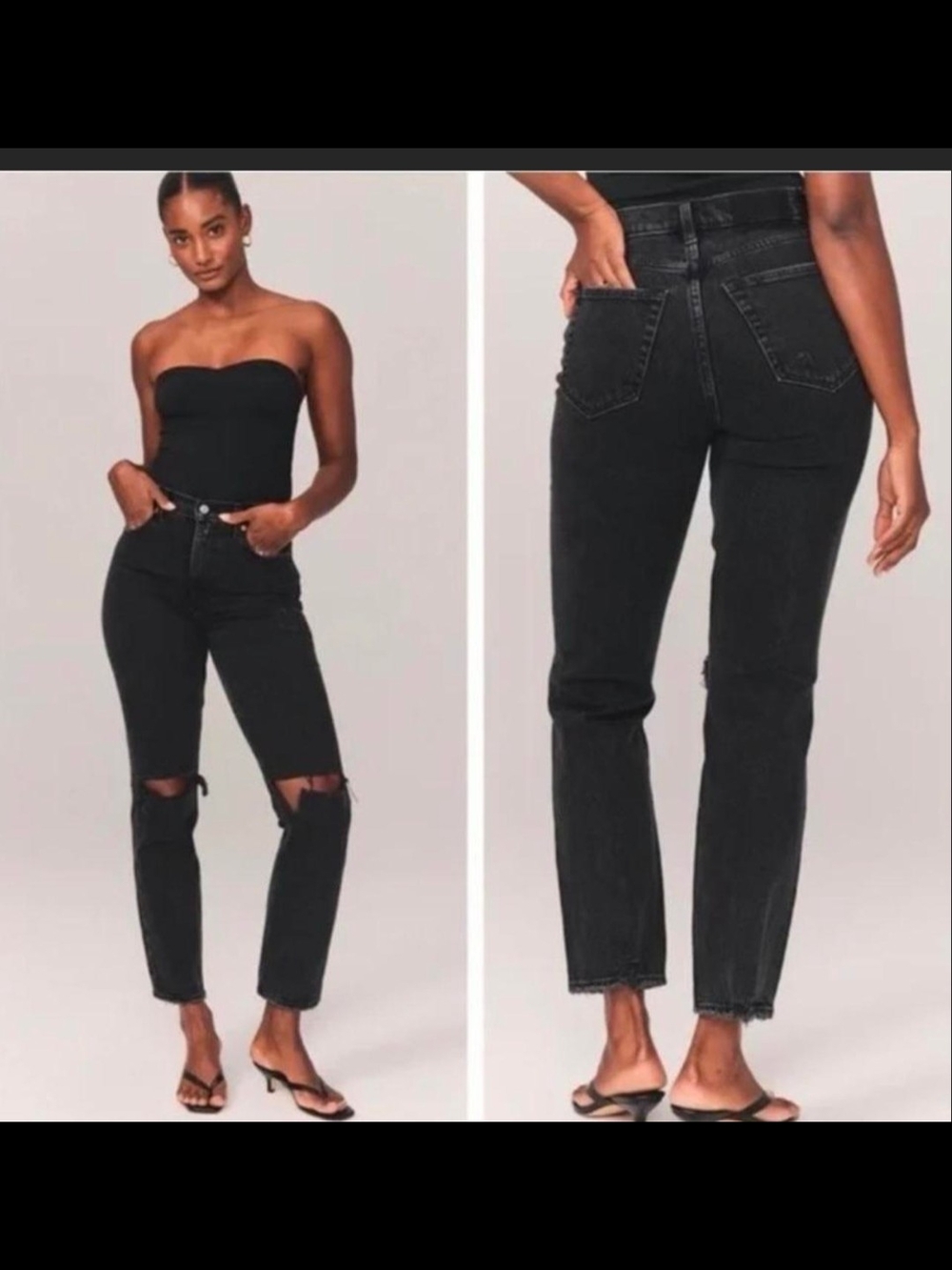 Abercrombie & Fitch The 90's Straight Ultra High Rise Washed Black Denim Jeans